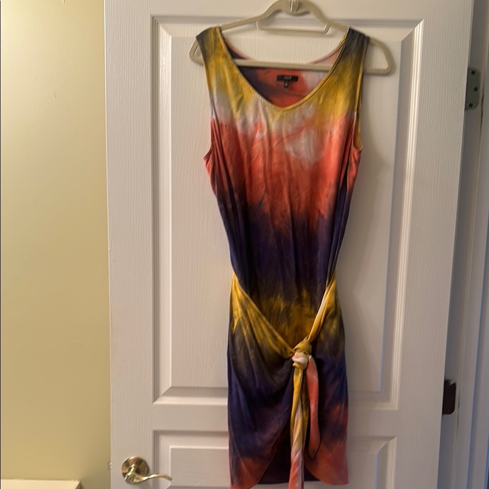 DREW Tie Dye Faux Wrap Mini Dress